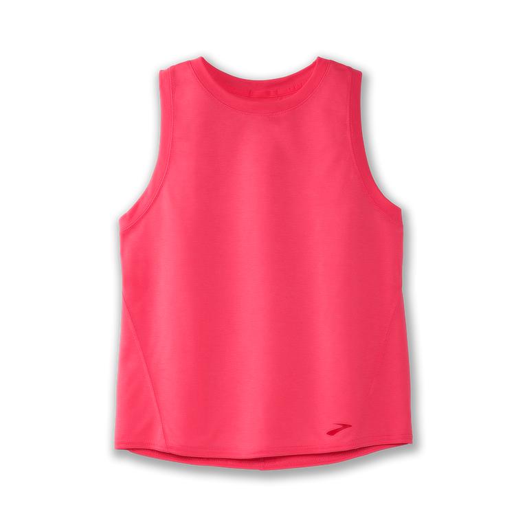 Brooks DISTANCE Running Tank Top Womens Outlet - Fluoro Pink (SJL587920)